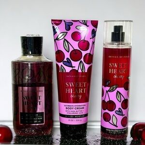 Bath & Body Works Sweetheart Cherry Lotion Shower Gel Bundle Nwt
